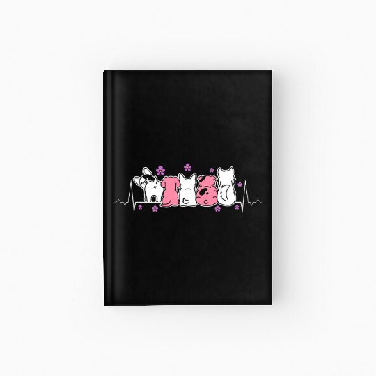 Lesbian Heartbeat Cute Dogs Floral Pride Love Hardcover Journal