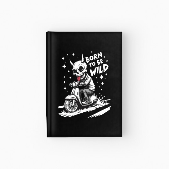 Born to Be Wild - Skull Devil on Scooter Hardcover Journal
