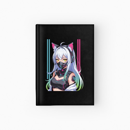 Futuristic Cyberpunk Girl Hardcover Journal