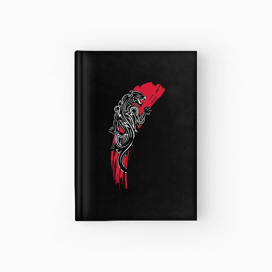 Tribal Panther with Red Brush Stroke Hardcover Journal