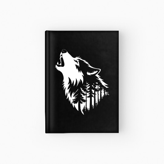 Howling Wolf & Forest Silhouette Hardcover Journal