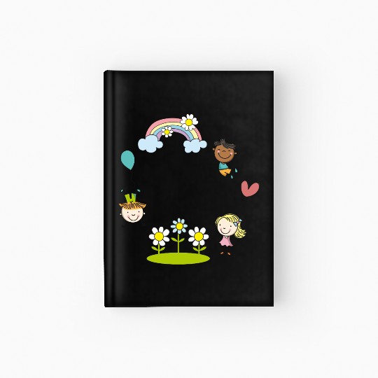Children of the Earth with Rainbow Flowers Balloon Hardcover Journal