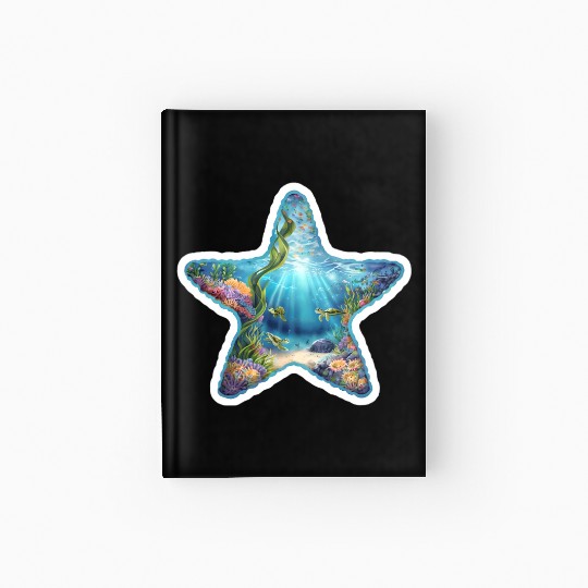 Vibrant Starfish Illustration Hardcover Journal