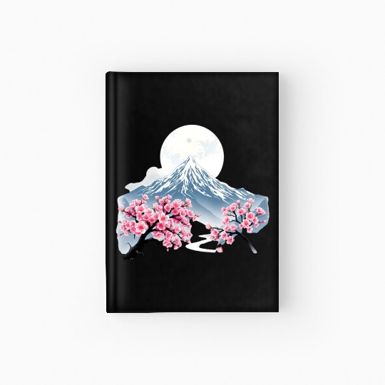 Japanese mount fuji Sakura tree Cherry blossom Hardcover Journal