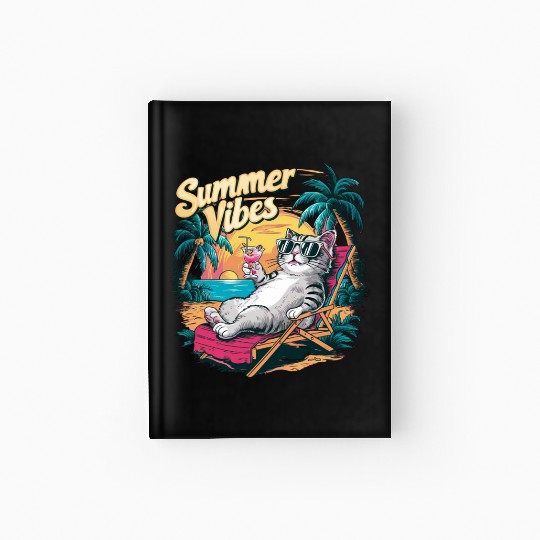 Cool Cat Summer Vibes – Beach Relaxation Aesthetic Hardcover Journal