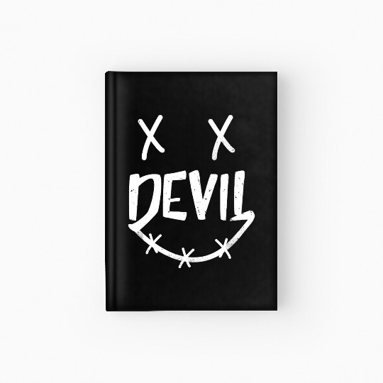 Grunge Smile Face Hardcover Journal | Vintage Rock Devil