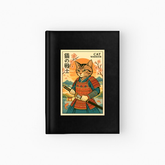 Samurai Cat in Traditional Armor Art Hardcover Journal