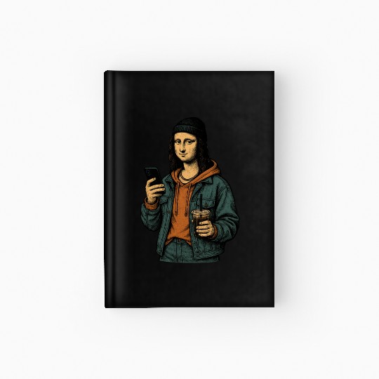 the mona lisa dressed in 2025 street fashion Hardcover Journal
