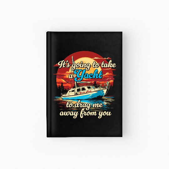 Vintage Style on Back Yacht Rock Party Boat Hardcover Journal