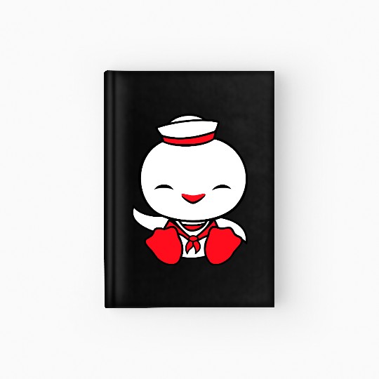 Duck sailor sailor hat waving happily fisherman Hardcover Journal