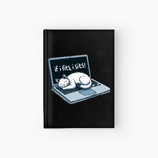 Laptop Cat Nap - If I Fits, I Sits! Hardcover Journal