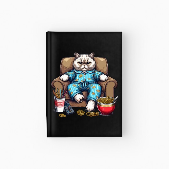 Couch Potato Cat - Cozy Pajama Noodle Art Hardcover Journal