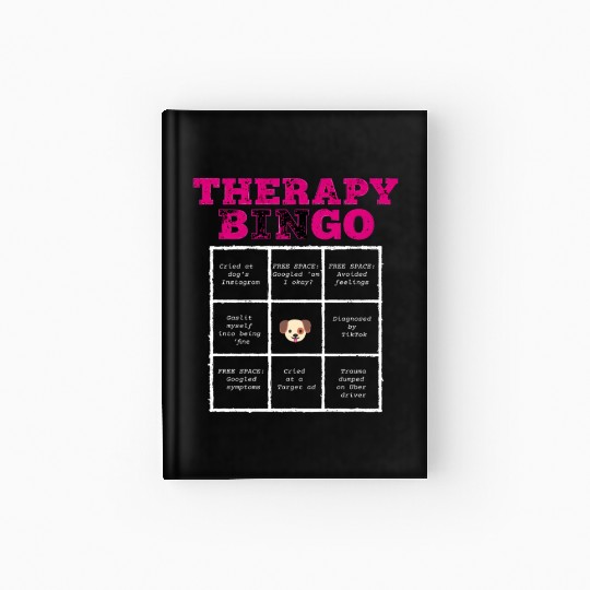 Therapy Bingo Card Hardcover Journal Dark Humor Mental Healt