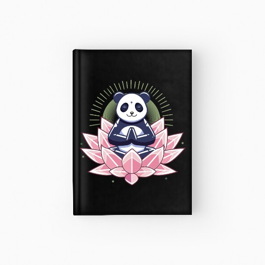 Meditating Panda on Lotus Hardcover Journal