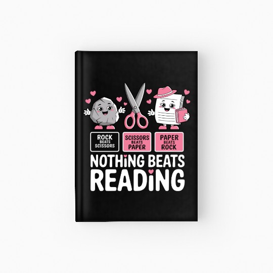 Rock Paper Scissors Nothing Beats Reading Hardcover Journal
