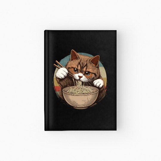 Vintage Noodle Cat,Ramen Foodie Lover Hardcover Journal