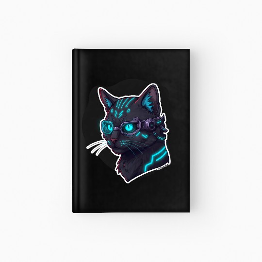 Badass Cat Cyberpunk – Neon Feline from the Future Hardcover Journal