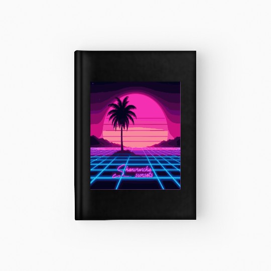 Chasing Sunsets Synthwave Hardcover Journal - Retro Neon Hardcover Journal