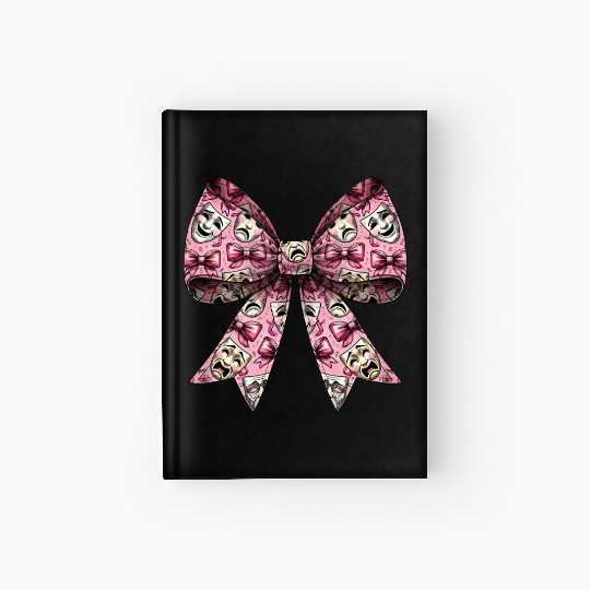 Coquette Bow Theatre Mask Pattern Drama Comedy Hardcover Journal
