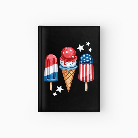 Patriotic Ice Cream and Popsicles with Stars Hardcover Journal