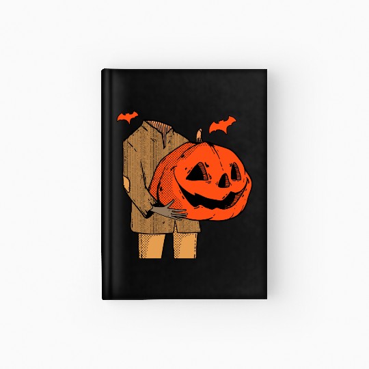 Scary Spooky Jack O Lantern Face Pumpkin Men Boys Hardcover Journal