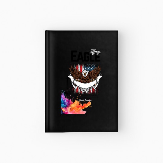 Eagle Full American Flag Bald Eagle Feather Style Hardcover Journal
