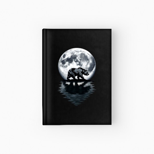 Bear Silhouette Under Full Moon – Wilderness Wildl Hardcover Journal