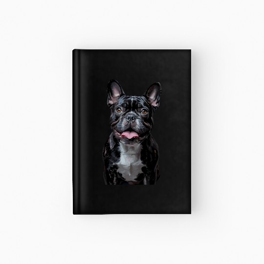 Charming French Bulldog Portrait Capturing Joyful Hardcover Journal