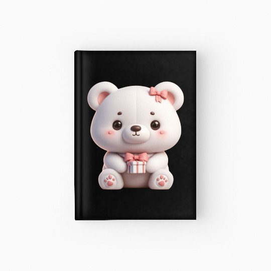 Sweet Teddy Bear and Gift Box Hardcover Journal