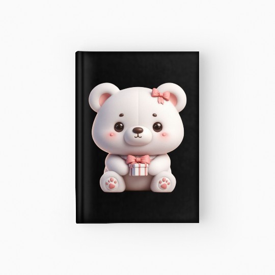 Sweet Teddy Bear and Gift Box Hardcover Journal