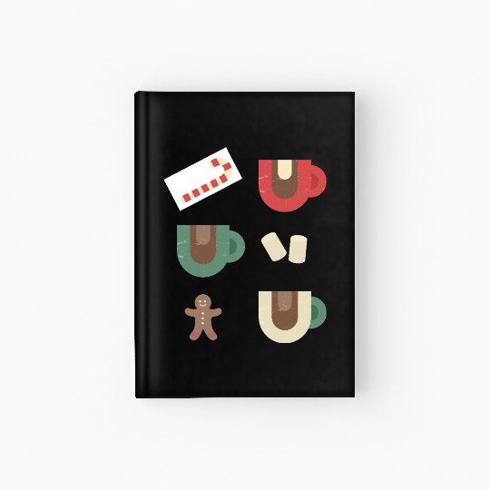 Cute Retro Hot Cocoa Christmas Mug Design Hardcover Journal