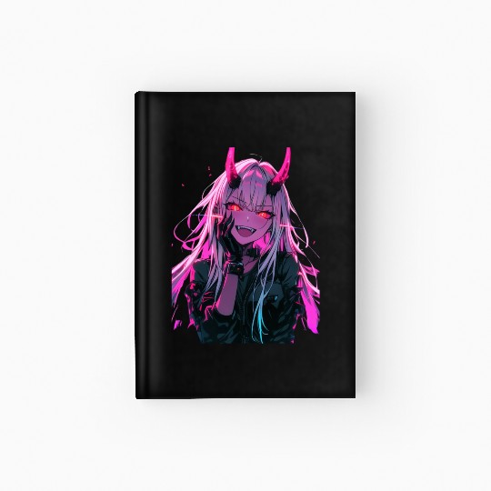 Anime Demon Girl Kawaii Waifu Japanese Anime Hardcover Journal