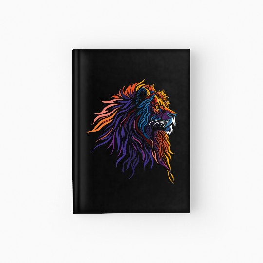 "Majestic Flame Lion – Tribal Rainbow Art" Hardcover Journal