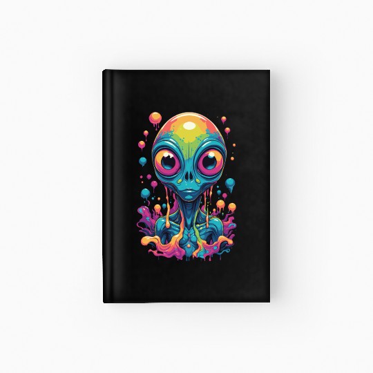 psychedelic alien portrait Hardcover Journal