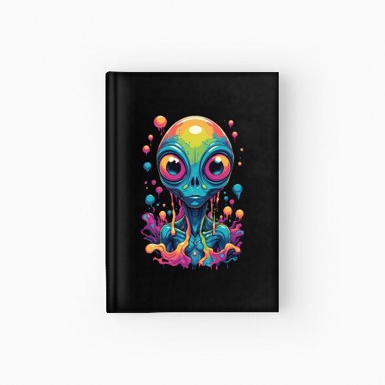 psychedelic alien portrait Hardcover Journal