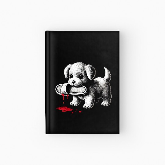Cute Puppy with Slipper Hardcover Journal Dark Humor Dog Lover