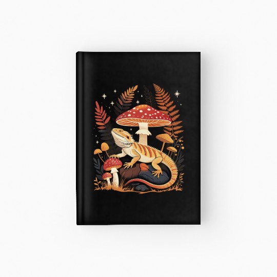 Cute Pogona Reptile Cottagecore Mushroom Bearded Hardcover Journal