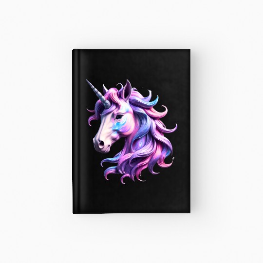 Magical Rainbow Unicorn Illustration Hardcover Journal