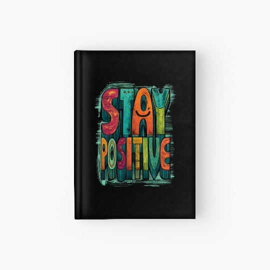 Stay Positive – Retro Color Block Text Hardcover Journal
