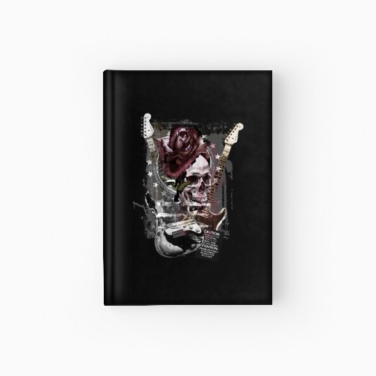 Red Rose Skull Guitars Hardcover Journal