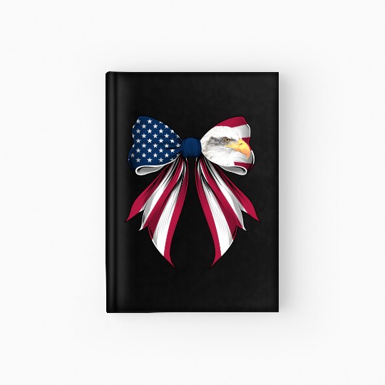 Coquette Bow Bald Eagle Bird US Flag Patriotic Hardcover Journal