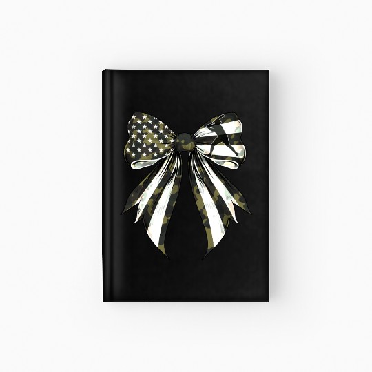 Coquette Bow Baseball Player Camouflage US Flag Hardcover Journal