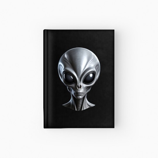 Real Grey Alien with a big head Hardcover Journal