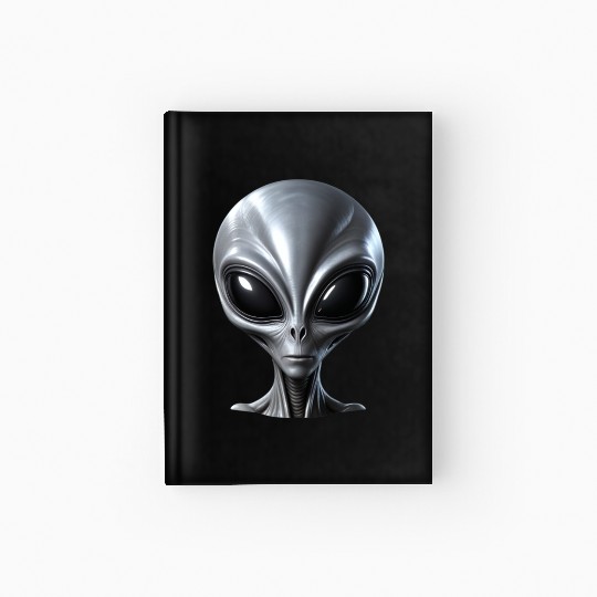 Scary Small Grey Alien Extraterrestrial Hardcover Journal