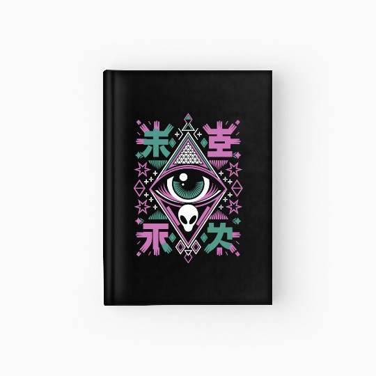 Mystic Alien Eye Symbol with Geometric Stars and Hardcover Journal