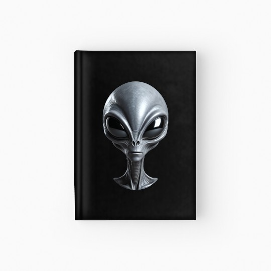 Real Small Grey Alien with Big Black Eyes Hardcover Journal