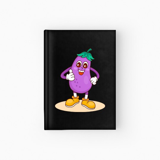 Animated Eggplant Character Design Hardcover Journal