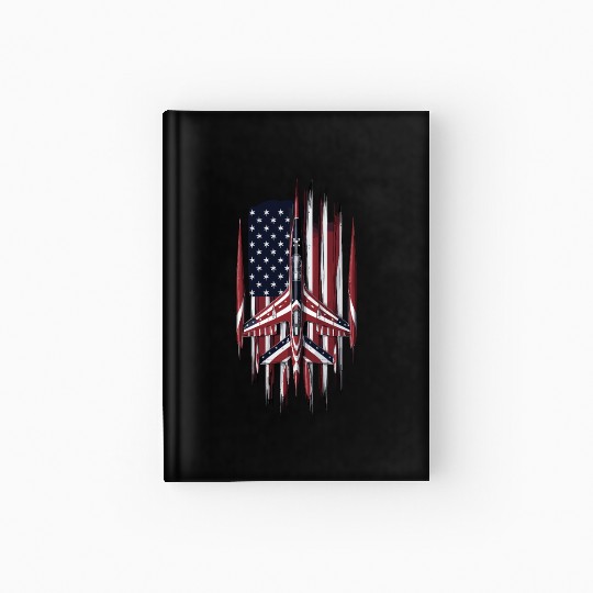 Patriotic Fighter Jet American Flag Art Hardcover Journal
