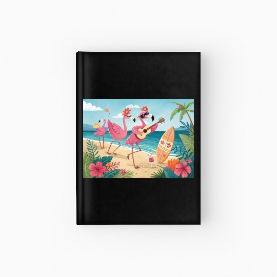 Happy flamingo friends Hardcover Journal