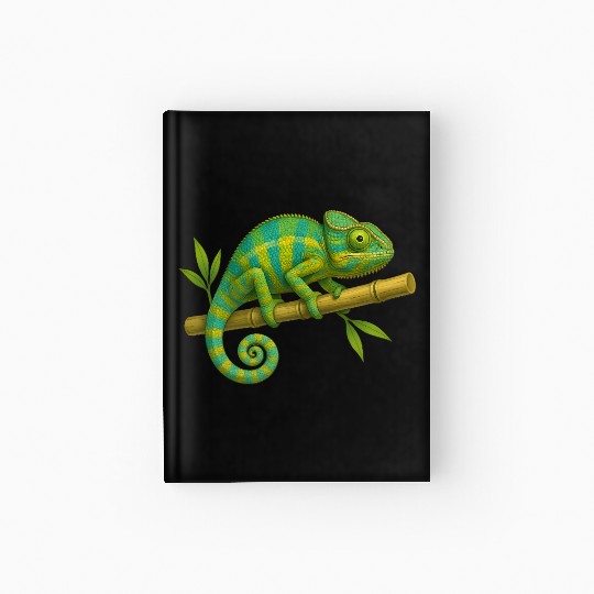 Colorful Chameleon on Bamboo Branch Hardcover Journal